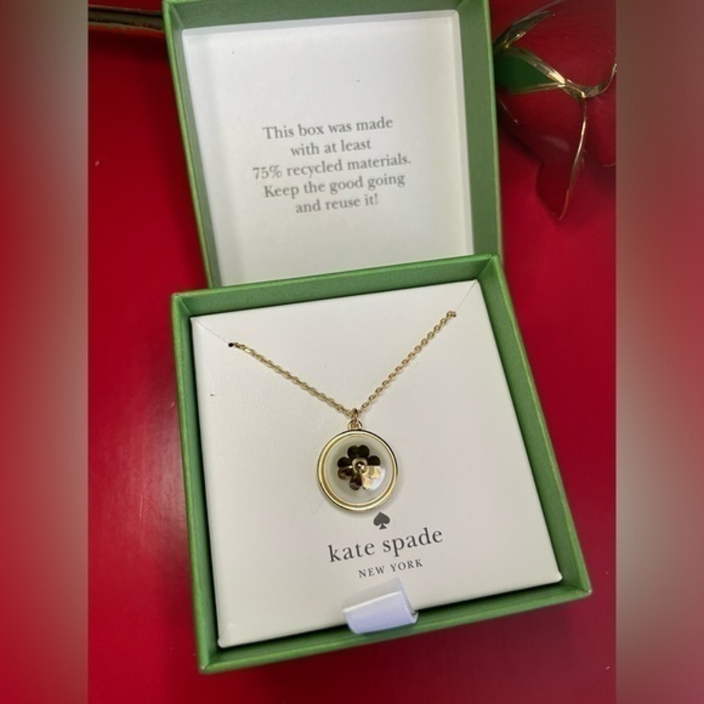 Kate Spade Necklace,Kate Spade Gold Necklace with gold Flower Charm